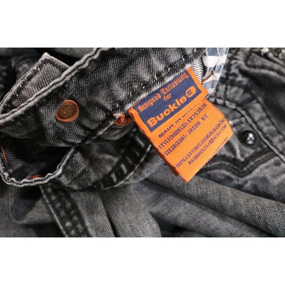 Rock Revival Jason Bootcut Distressed Black Denim Jeans Mens Size 38x33 - Picture 9 of 12